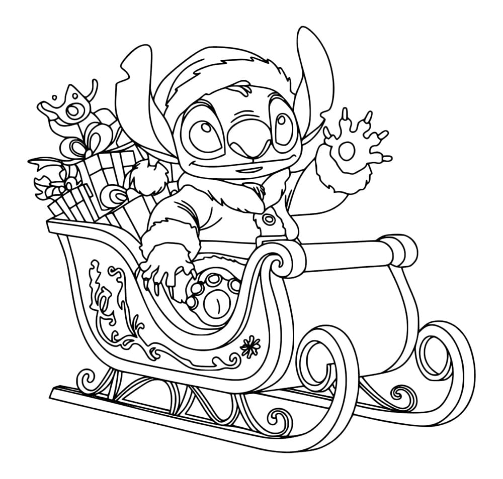 Coloriage gratuit Stitch Noël #216987 de la collection Fêtes et Célébrations à imprimer
