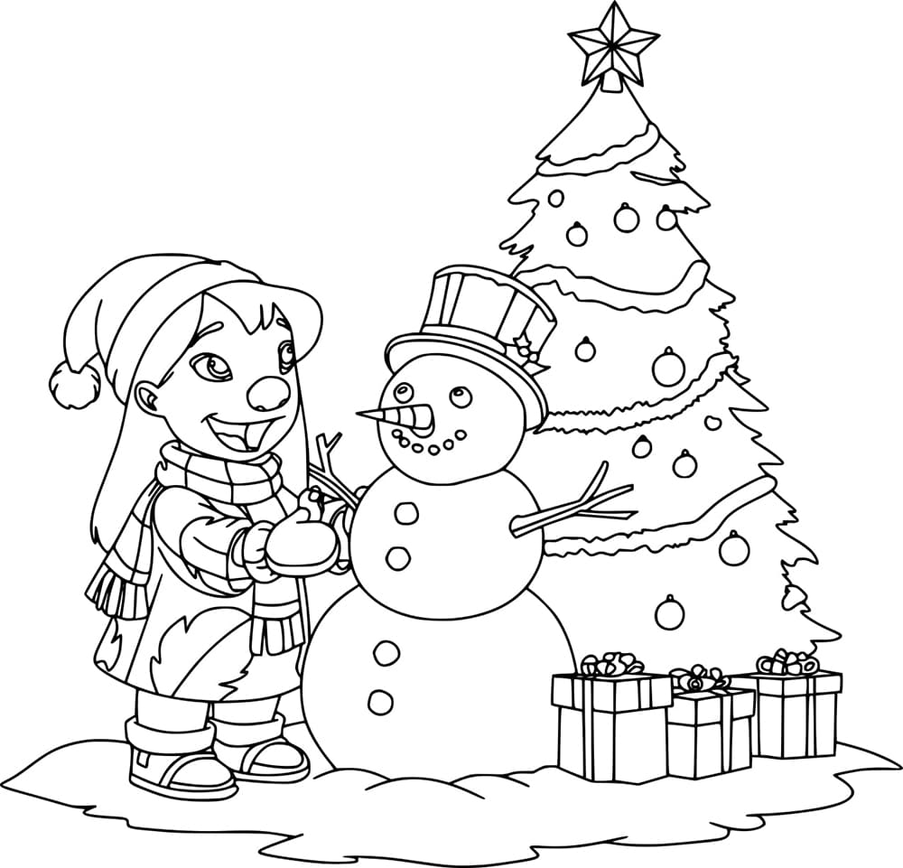Coloriage gratuit Stitch Noël #216988 de la collection Fêtes et Célébrations à imprimer