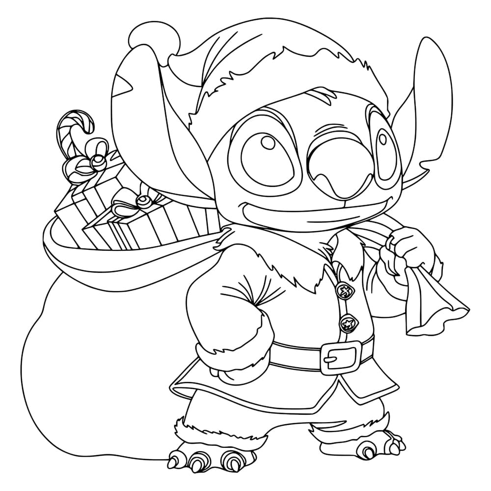 Coloriage gratuit Stitch Noël #216996 de la collection Fêtes et Célébrations à imprimer