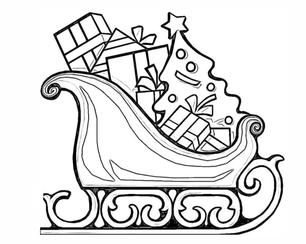 Coloriage gratuit Traîneau de Noël #179579 de la collection Fêtes et Célébrations à imprimer