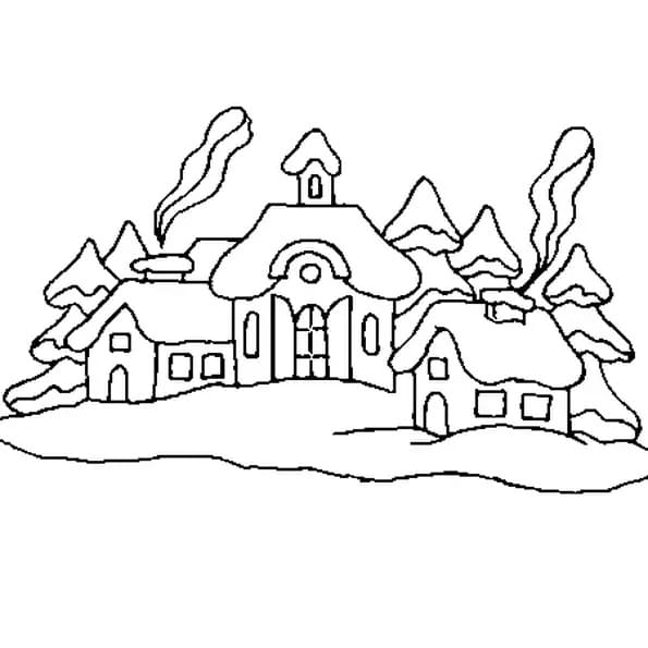 Coloriage à imprimer Village de Noël #217403 de la série Fêtes et Célébrations, gratuit pour enfants et adultes