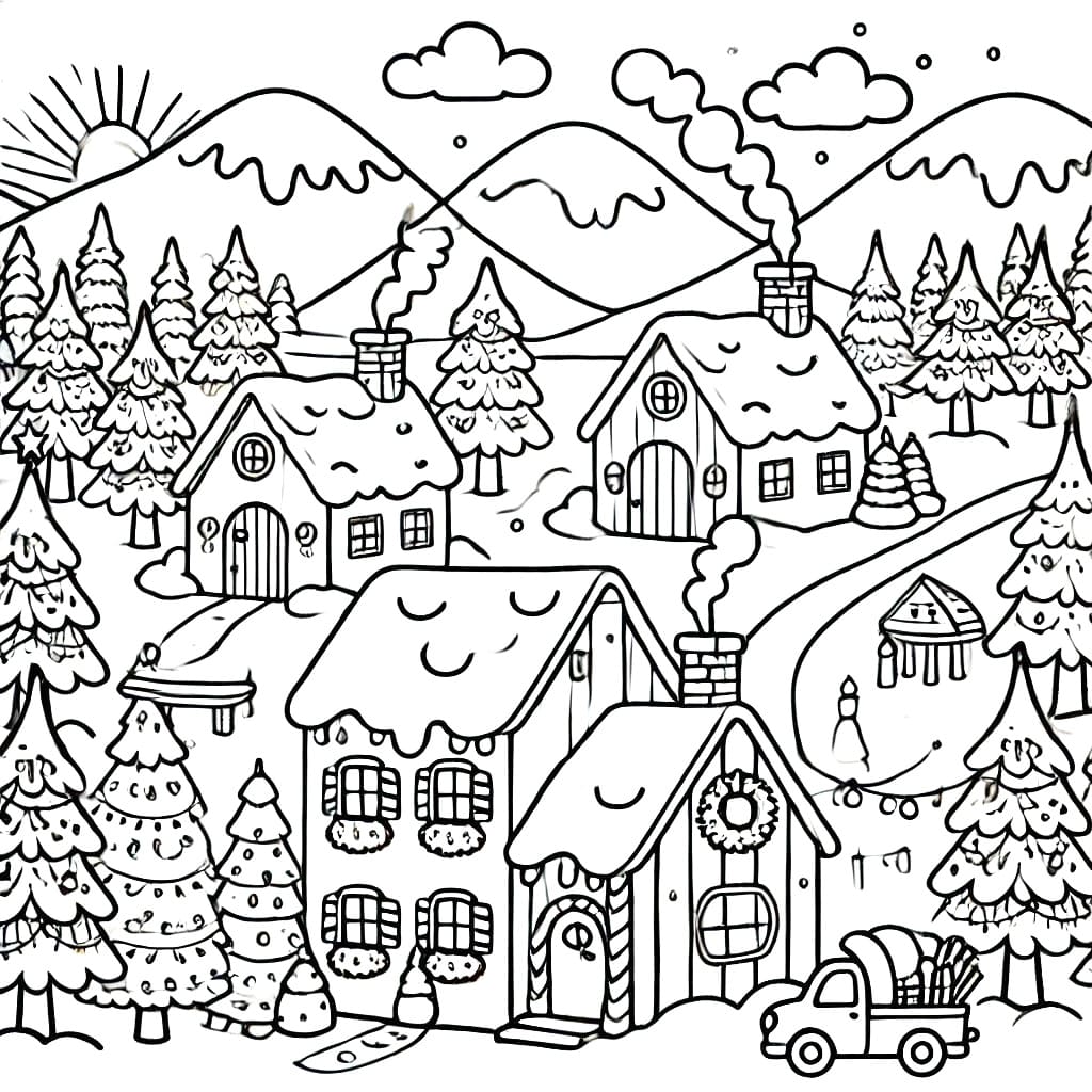Coloriage imprimable Village de Noël #217405 de la collection Fêtes et Célébrations à colorier aux crayons Coloriage imprimable Village de Noël #217405 de la collection Fêtes et Célébrations à colorier aux crayons
