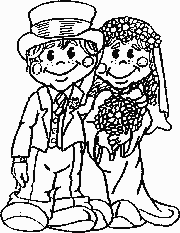 Dessin à colorier: Mariage (Fêtes et Occasions spéciales) #55973 - Coloriages à Imprimer Gratuits