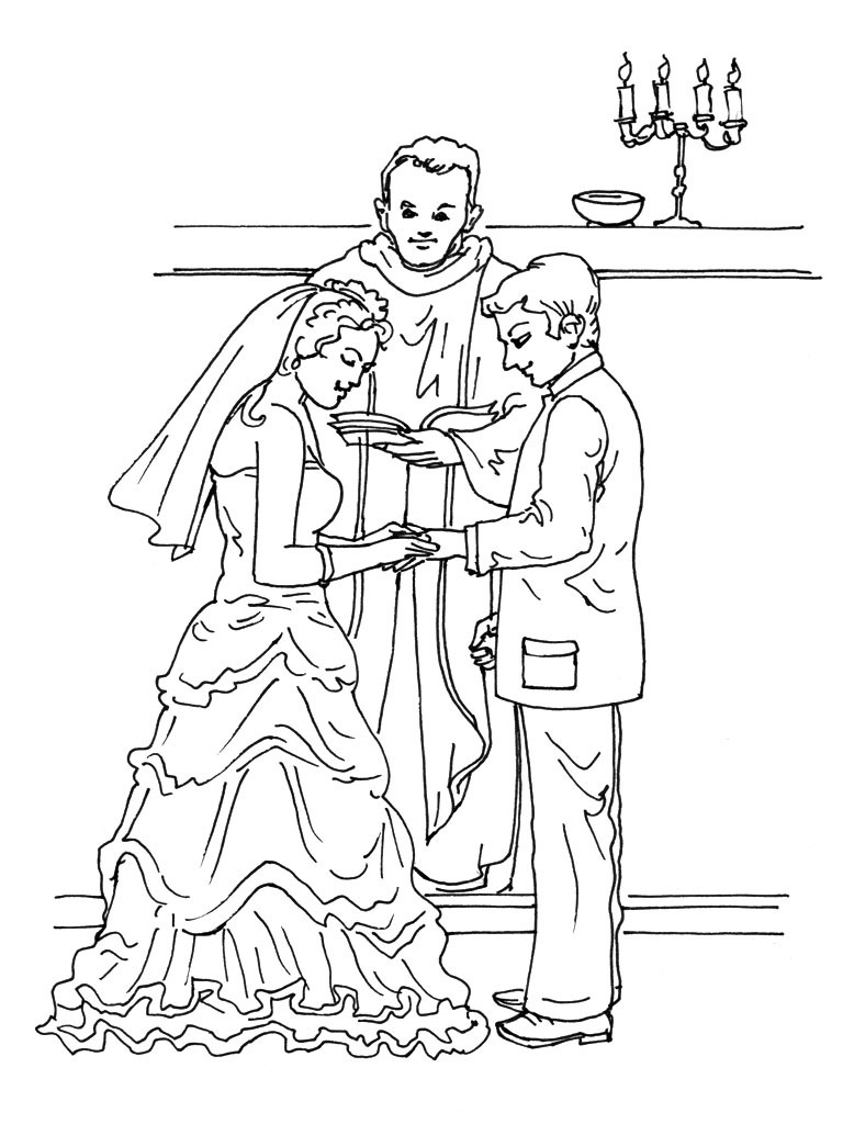 Dessin à colorier: Mariage (Fêtes et Occasions spéciales) #56078 - Coloriages à Imprimer Gratuits