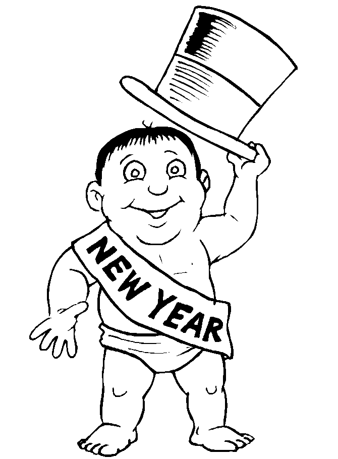 Dessin à colorier: Nouvel An (Fêtes et Occasions spéciales) #60780 - Coloriages à Imprimer Gratuits