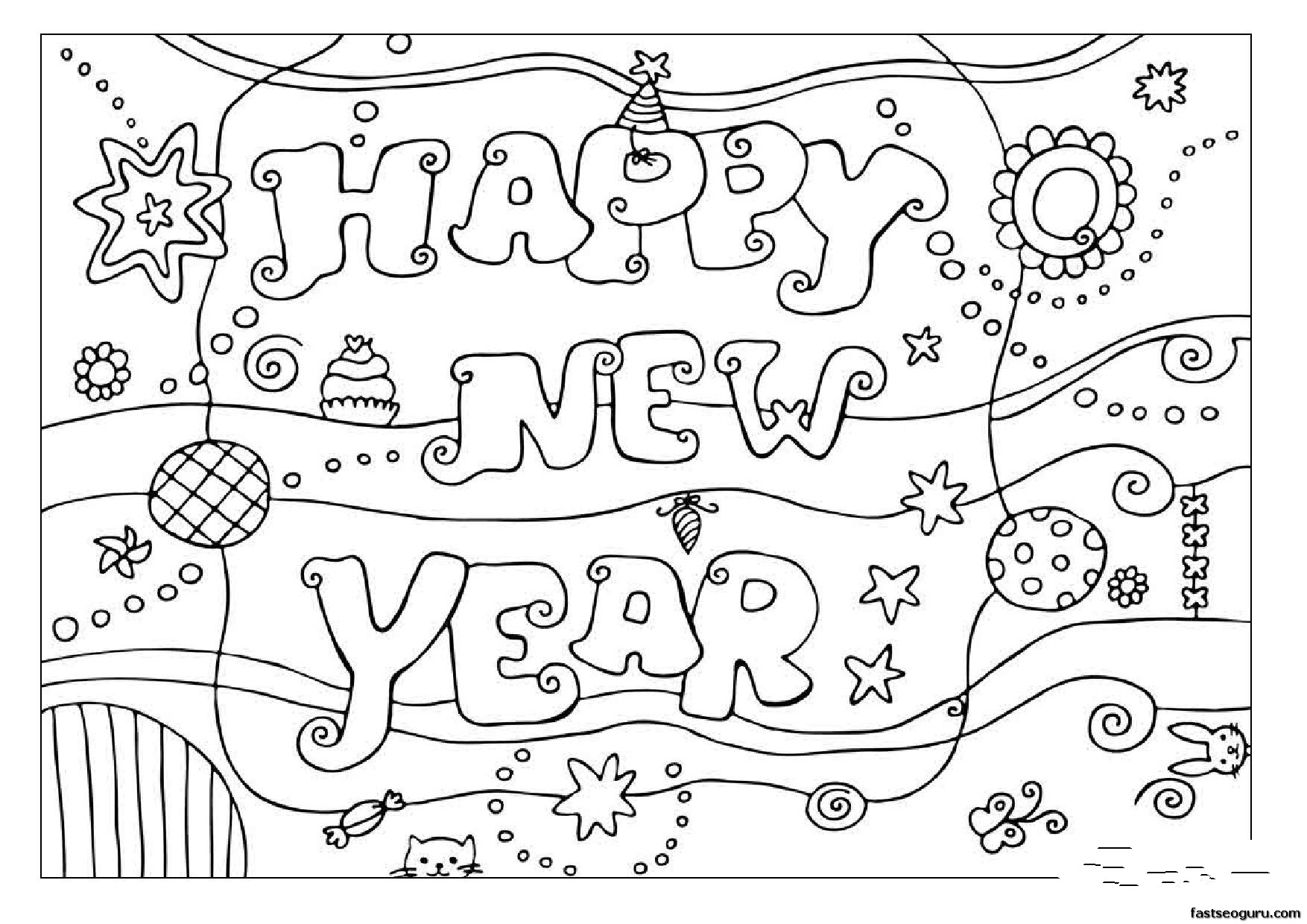Dessin à colorier: Nouvel An (Fêtes et Occasions spéciales) #60792 - Coloriages à Imprimer Gratuits
