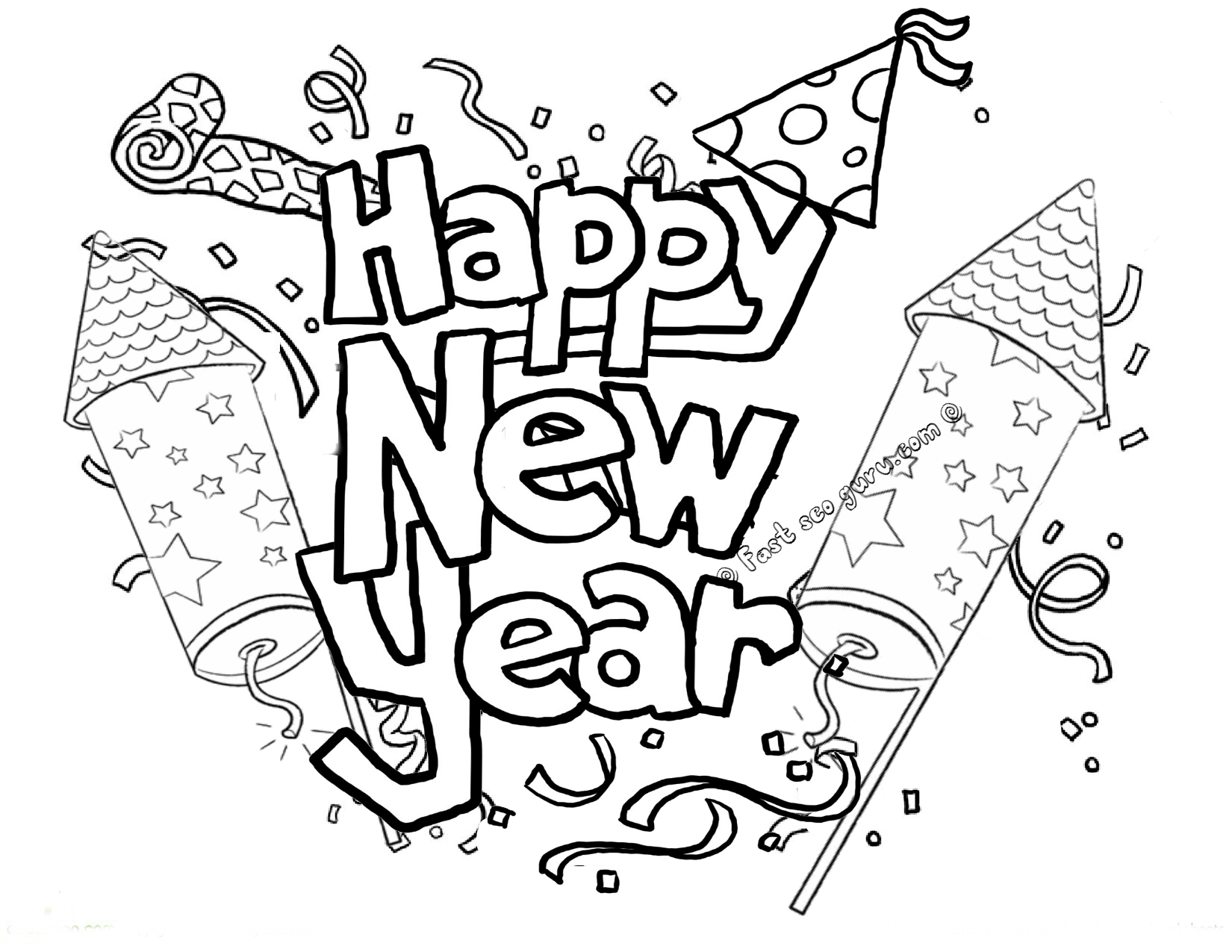 Dessin à colorier: Nouvel An (Fêtes et Occasions spéciales) #60820 - Coloriages à Imprimer Gratuits