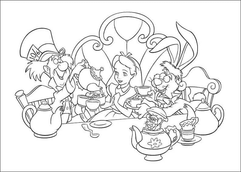 Coloriage gratuit Alice au pays des merveilles #202777 de la collection Films d'Animation à imprimer