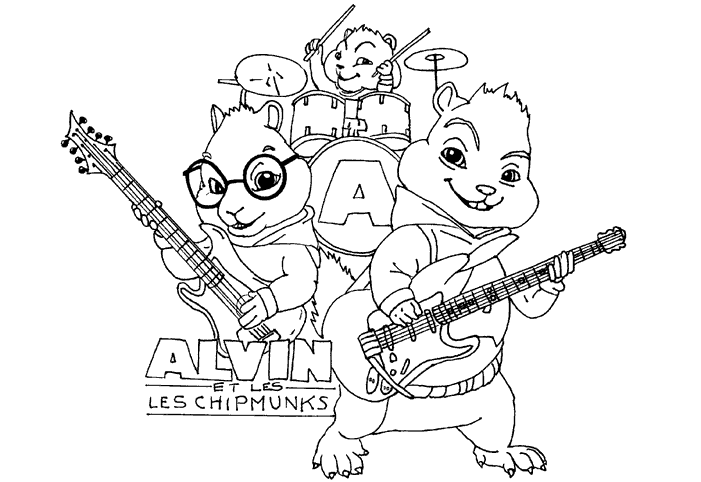 Dessin à colorier: Alvin et les Chipmunks (Films d'animation) #128246 - Coloriages à Imprimer Gratuits