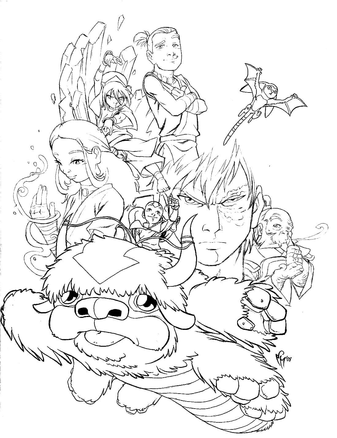 Dessin à colorier: Avatar, Le Dernier Maître de l’Air (Films d'Animation) #208191 - Coloriages à Imprimer Gratuits