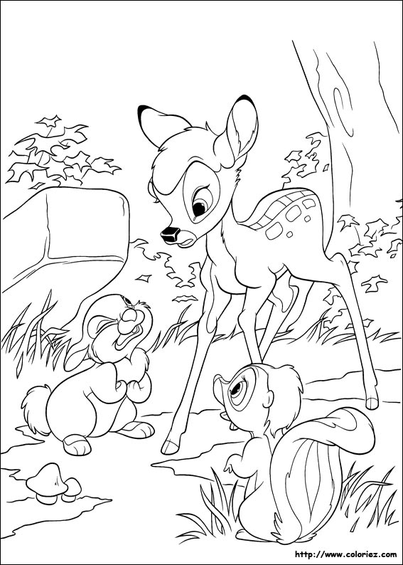Dessin à colorier: Bambi (Films d'animation) #128541 - Coloriages à Imprimer Gratuits
