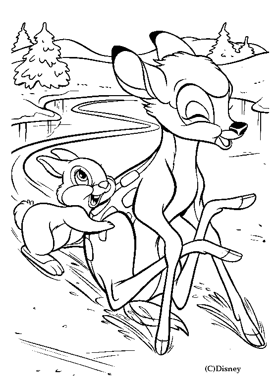 Dessin à colorier: Bambi (Films d'animation) #128547 - Coloriages à Imprimer Gratuits