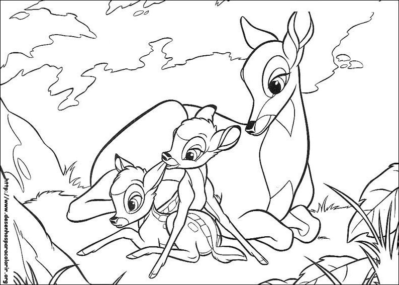 Dessin à colorier: Bambi (Films d'animation) #128665 - Coloriages à Imprimer Gratuits