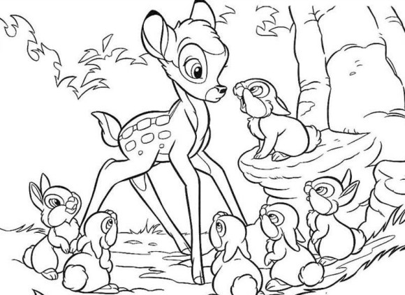 Dessin à colorier: Bambi (Films d'animation) #128735 - Coloriages à Imprimer Gratuits