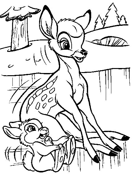 Dessin à colorier: Bambi (Films d'animation) #128758 - Coloriages à Imprimer Gratuits