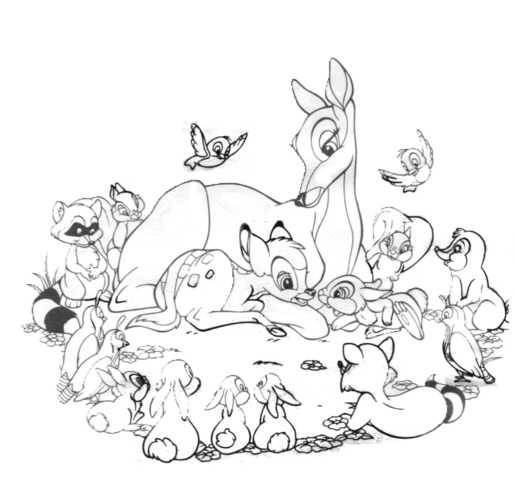 Dessin à colorier: Bambi (Films d'animation) #128761 - Coloriages à Imprimer Gratuits