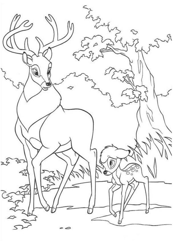 Dessin à colorier: Bambi (Films d'animation) #128767 - Coloriages à Imprimer Gratuits