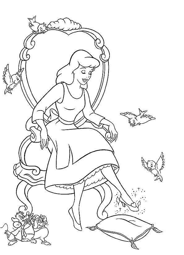 Dessin à colorier: Cendrillon (Films d'animation) #129575 - Coloriages à Imprimer Gratuits