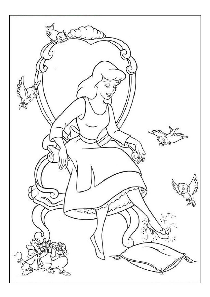 Dessin à colorier: Cendrillon (Films d'animation) #129712 - Coloriages à Imprimer Gratuits