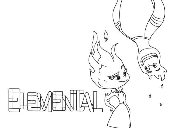 Coloriage Flam et Flack de Élémentaire partageant un instant