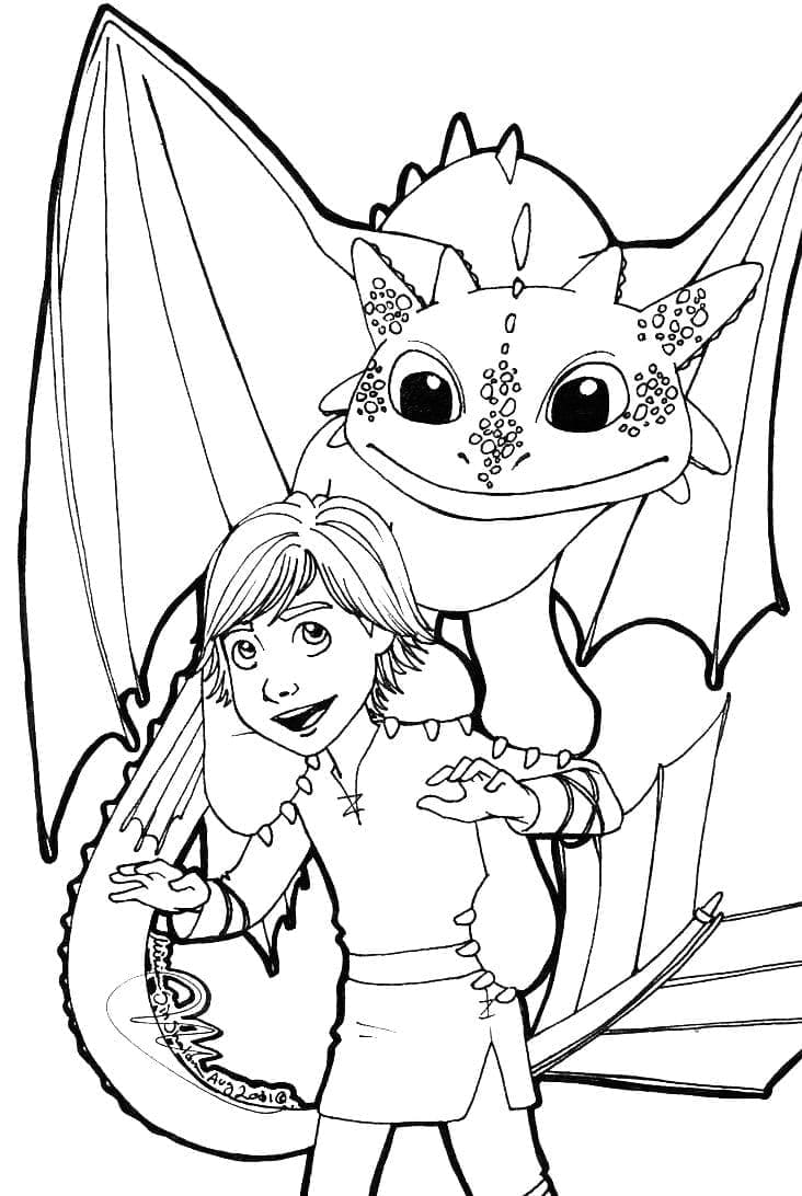 Coloriage gratuit Krokmou (Toothless) #179847 de la collection Films d'Animation à imprimer