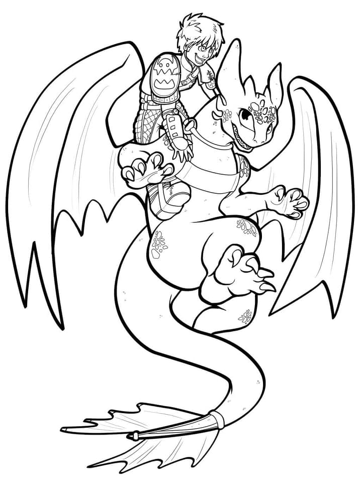 Coloriage gratuit Krokmou (Toothless) #179868 de la collection Films d'Animation à imprimer