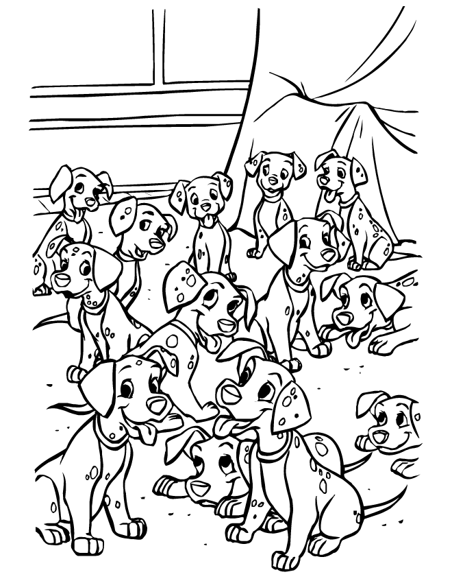 Dessin à colorier: Les 101 Dalmatiens (Films d'animation) #129164 - Coloriages à Imprimer Gratuits