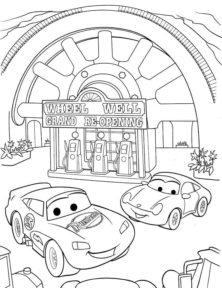 Dessin à colorier Les Bagnoles (Cars) #199885 issu de la collection Films d'Animation, prêt à imprimer