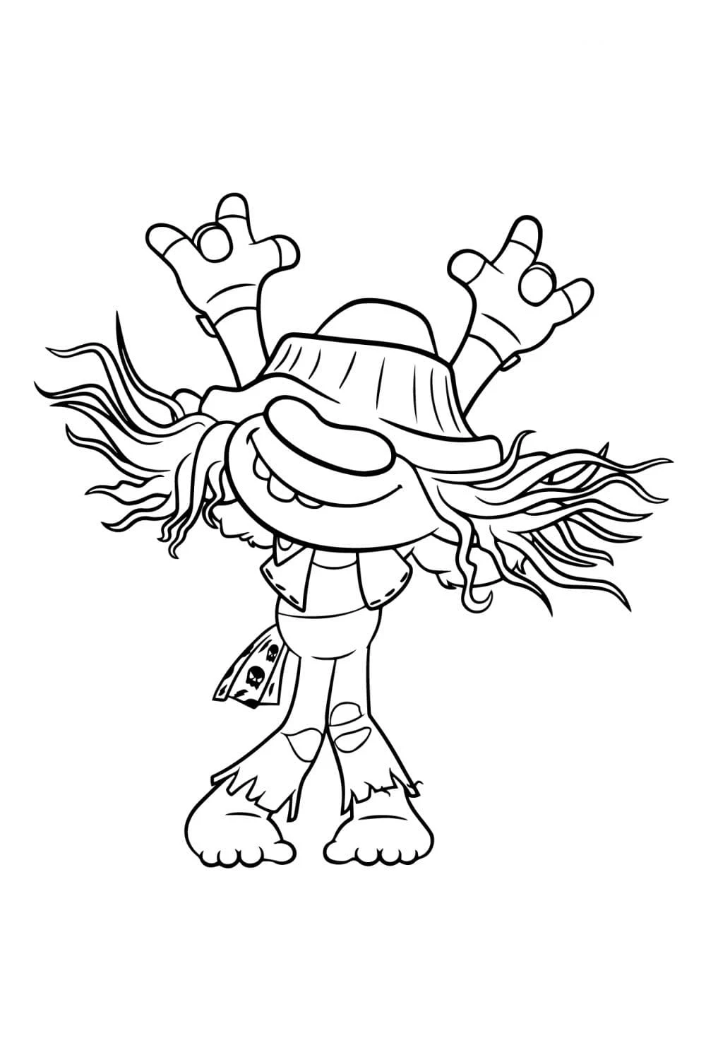 Coloriage Riff des Trolls les bras levés
