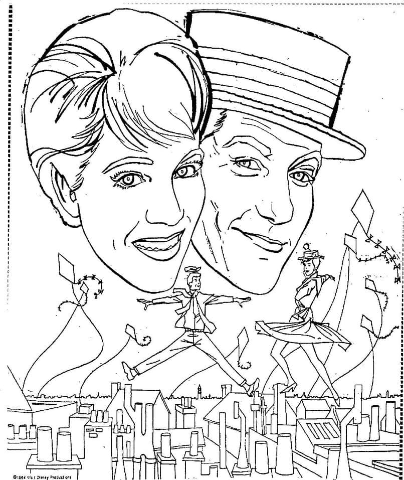 Coloriage gratuit Mary Poppins #204812 de la collection Films d'Animation à imprimer