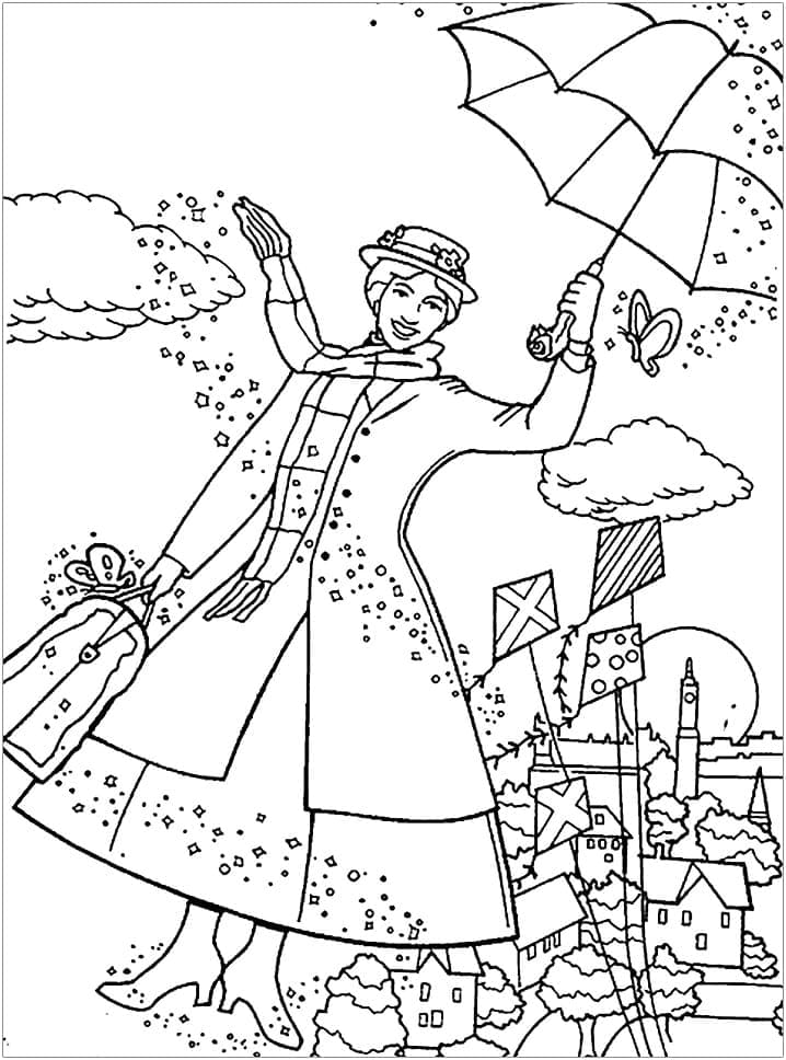 Coloriage gratuit Mary Poppins #204821 de la collection Films d'Animation à imprimer