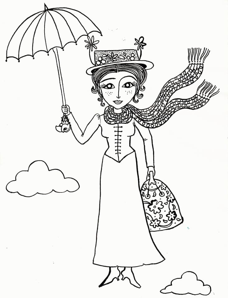 Coloriage gratuit Mary Poppins #204827 de la collection Films d'Animation à imprimer