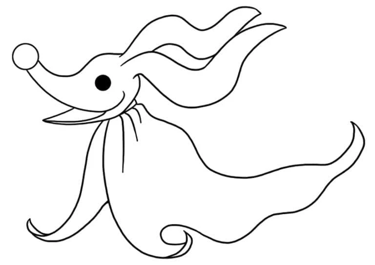 Coloriage Monsieur Jack : Zéro le chien fantôme flottant