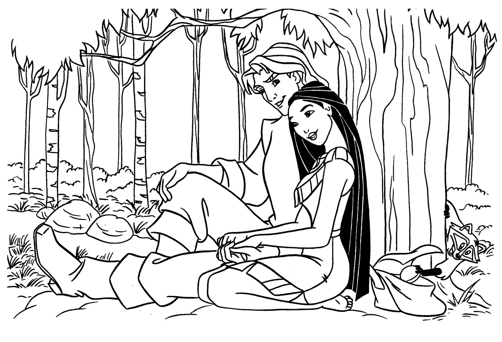 Dessin à colorier: Pocahontas (Films d'animation) #131336 - Coloriages à Imprimer Gratuits