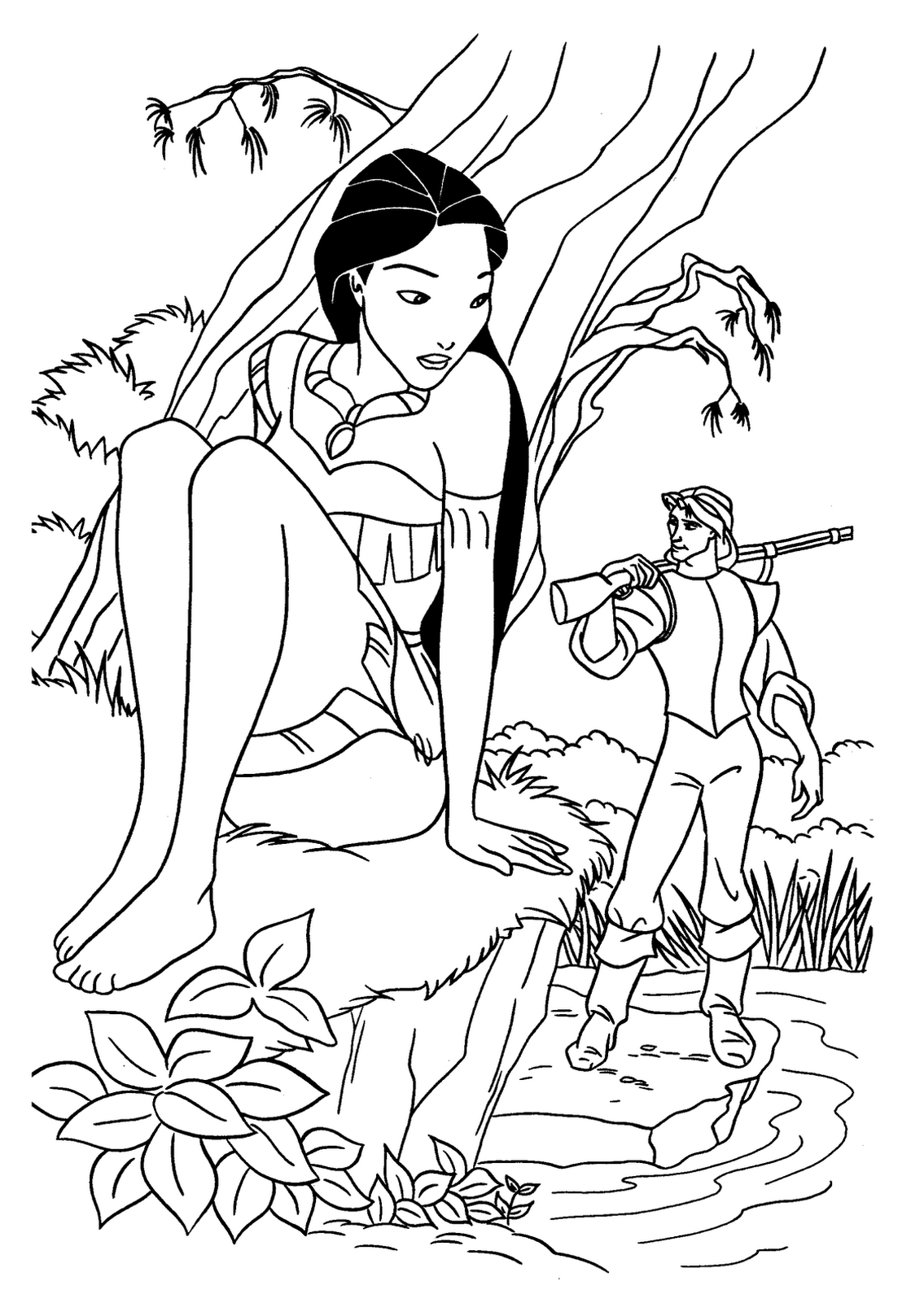 Dessin à colorier: Pocahontas (Films d'animation) #131351 - Coloriages à Imprimer Gratuits