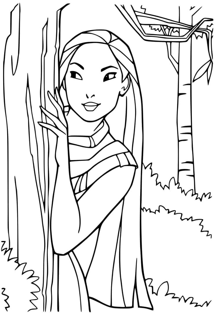 Joli coloriage Pocahontas #182163 de la collection Films d'Animation, prêt à imprimer pour petits et grands