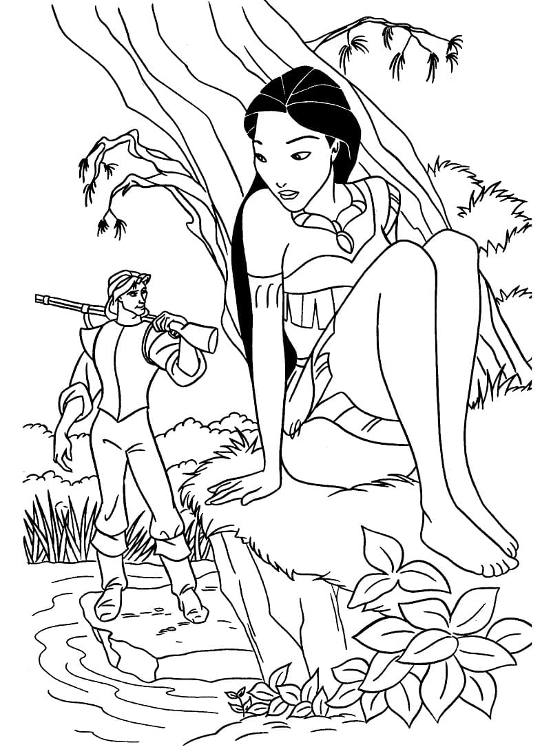 Dessin à colorier Pocahontas #182172 issu de la collection Films d'Animation, prêt à imprimer
