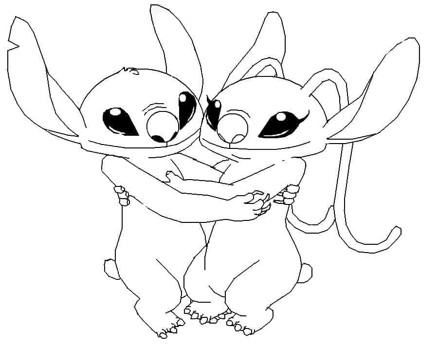 Coloriage Stitch et Angel #216187 à imprimer gratuitement, extrait de la collection Films d'Animation