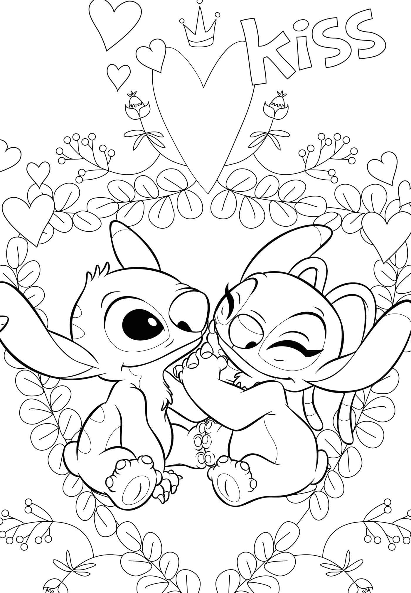Coloriage gratuit Stitch et Angel #216191 de la collection Films d'Animation à imprimer