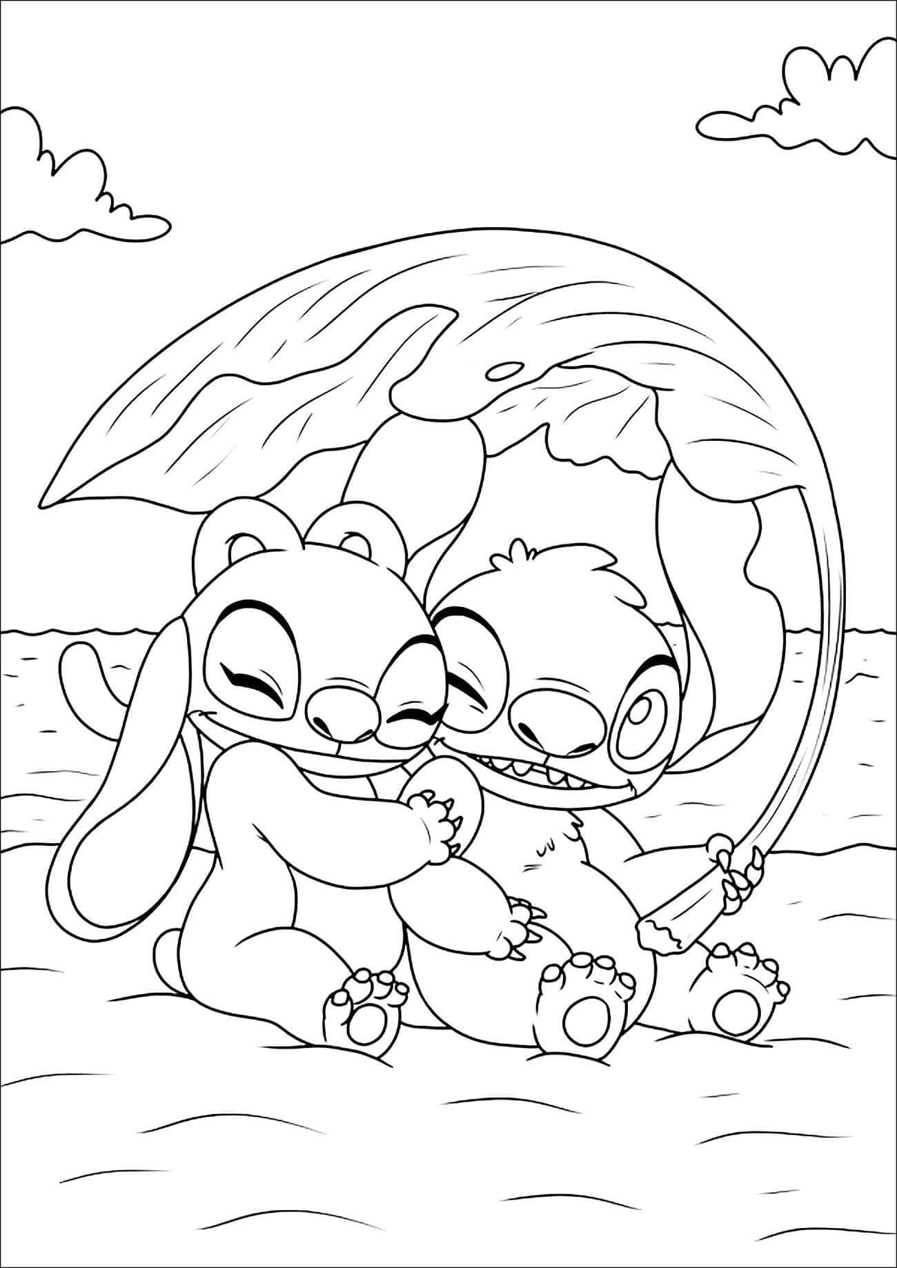 Dessin à colorier: Stitch et Angel (Films d'Animation) #216192 - Coloriages à Imprimer Gratuits