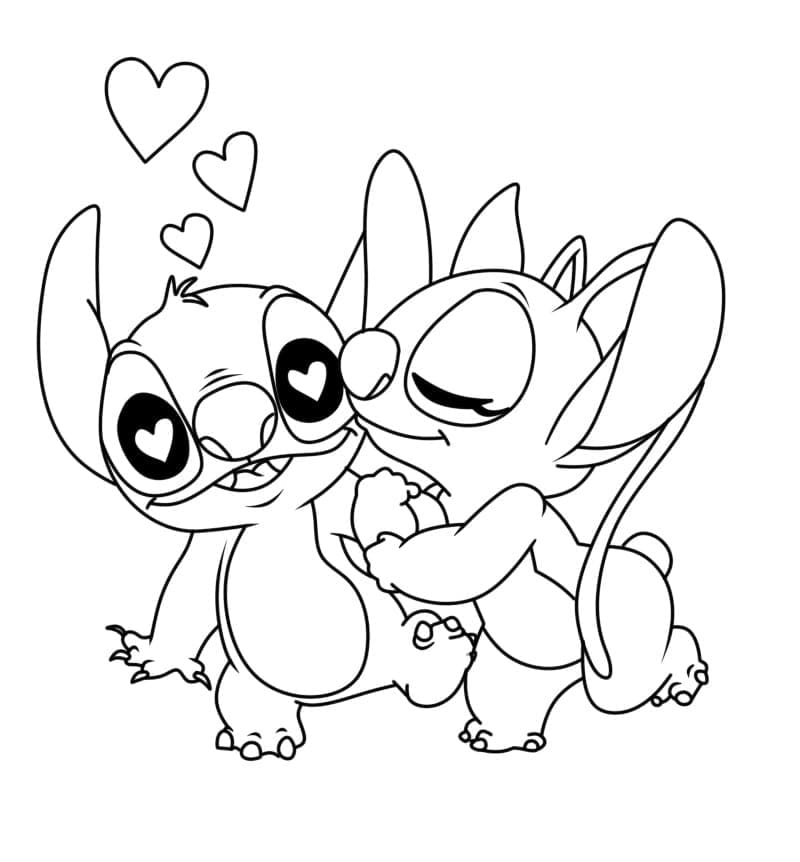 Dessin à colorier: Stitch et Angel (Films d'Animation) #216201 - Coloriages à Imprimer Gratuits