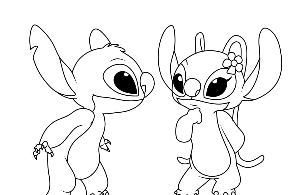 Dessin à colorier: Stitch et Angel (Films d'Animation) #216203 - Coloriages à Imprimer Gratuits
