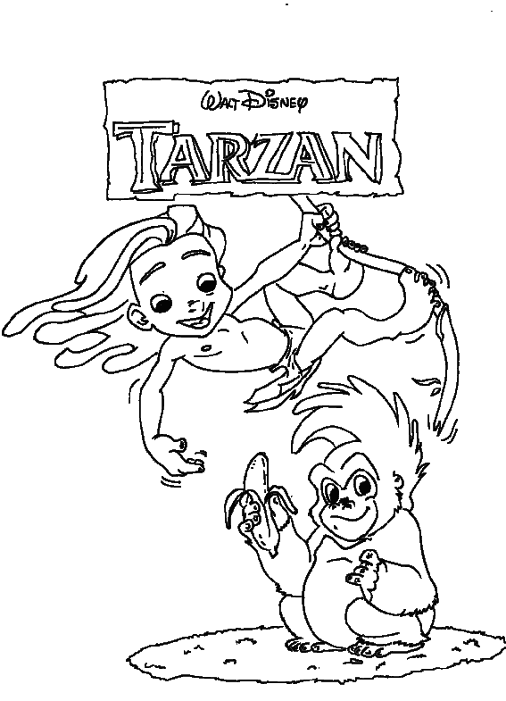 Dessin à colorier: Tarzan (Films d'animation) #131082 - Coloriages à Imprimer Gratuits