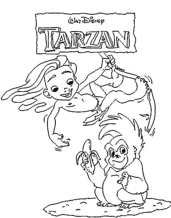 Dessin à colorier: Tarzan (Films d'animation) #131159 - Coloriages à Imprimer Gratuits