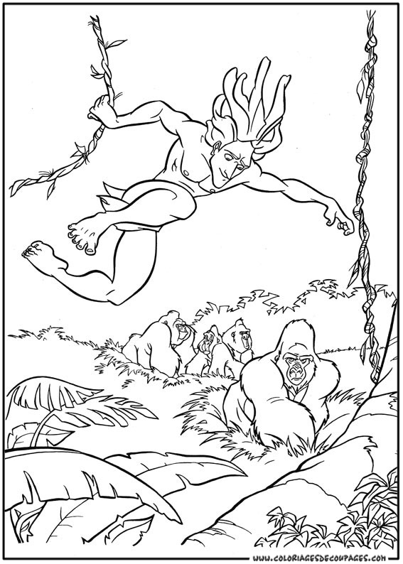 Dessin à colorier: Tarzan (Films d'animation) #131212 - Coloriages à Imprimer Gratuits