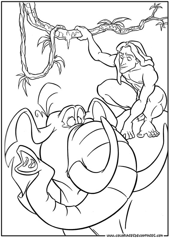 Dessin à colorier: Tarzan (Films d'animation) #131316 - Coloriages à Imprimer Gratuits