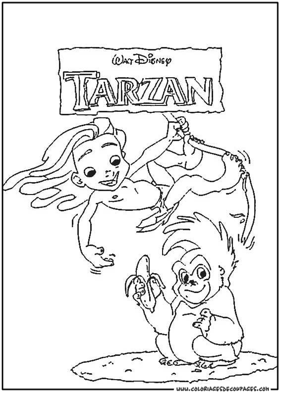 Dessin à colorier: Tarzan (Films d'animation) #131326 - Coloriages à Imprimer Gratuits