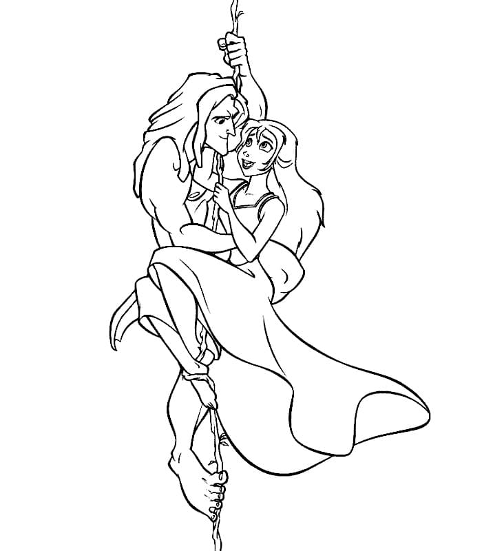 Dessin à colorier Tarzan #198719 issu de la collection Films d'Animation, prêt à imprimer