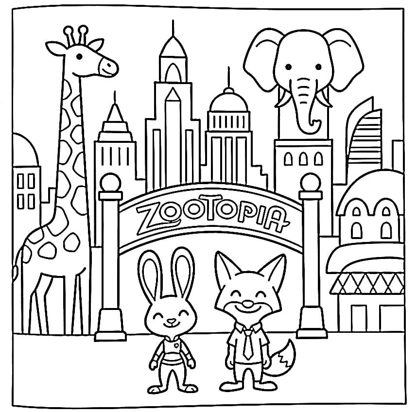 Coloriage gratuit Zootopie #221694 de la collection Films d'Animation à imprimer