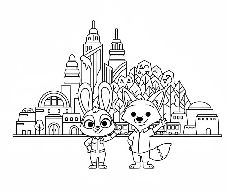 Coloriage Zootopie #221699 à imprimer gratuitement, extrait de la collection Films d'Animation